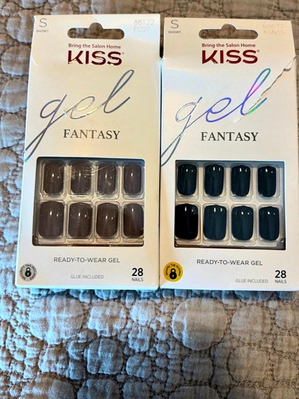 KISS gel Fantasy Short Gel Nail Sets Brown & Blue NWT
